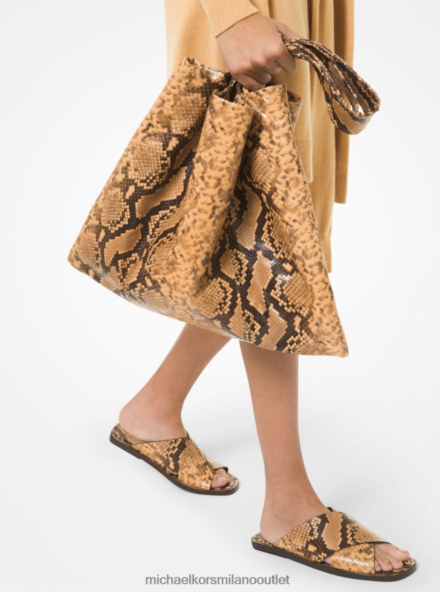 Michael Kors borsa tote della collezione in pelle goffrata pitone con monogramma donne grano P06L0L3772 Accessori
