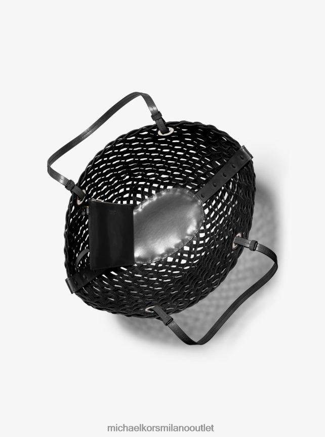 Michael Kors borsa tote media in pelle intrecciata a mano della collezione isabella donne nero P06L0L3773 Accessori