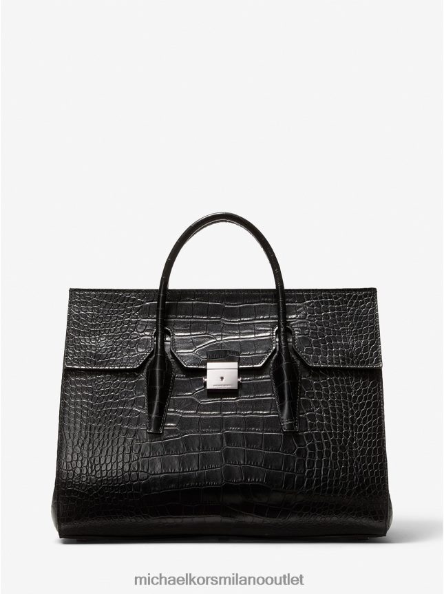 Michael Kors borsa weekender della collezione Campbell in pelle goffrata di coccodrillo donne nero P06L0L3792 Accessori