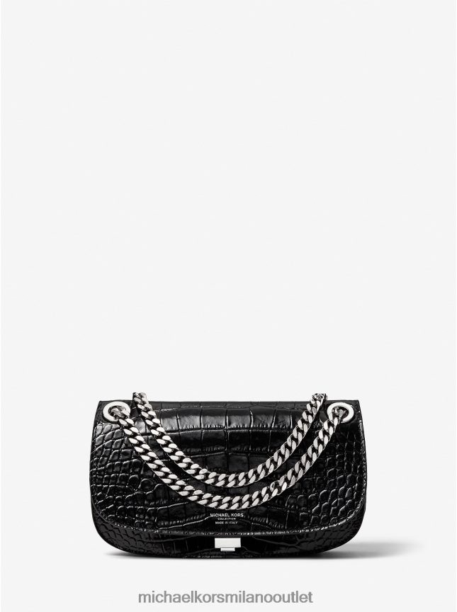 Michael Kors collezione Christie borsa a busta in pelle goffrata di coccodrillo donne nero P06L0L3804 Accessori
