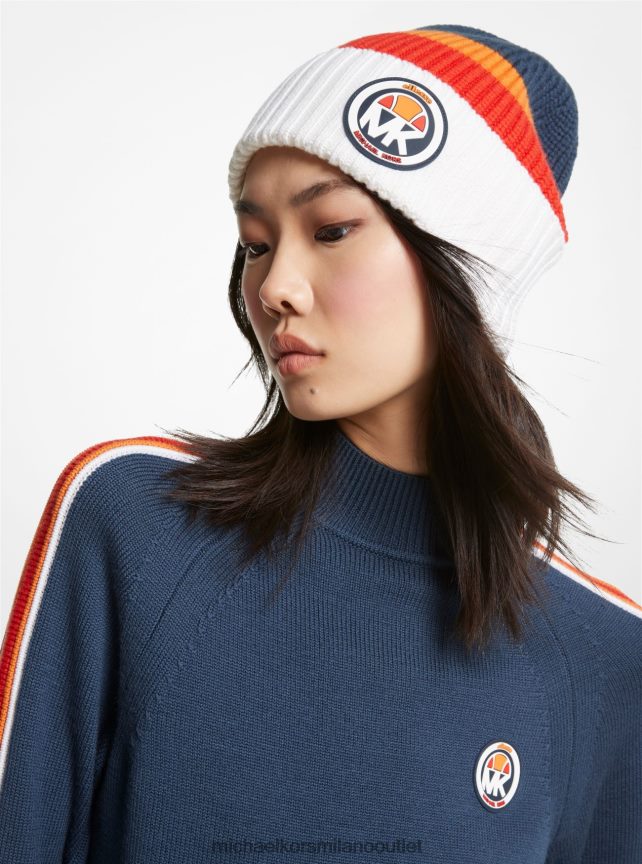 Michael Kors Berretto in lana merino a coste mk x ellesse donne vestire blues P06L0L2741 Accessori
