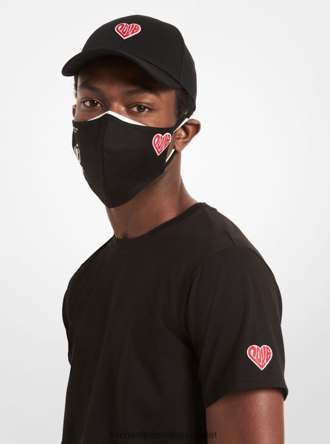 Michael Kors Guarda il cappello da baseball in cotone biologico Hunger Stop Love donne nero P06L0L2756 Accessori