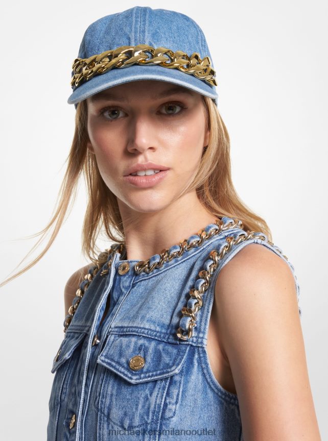 Michael Kors cappello da baseball in denim decorato donne lavaggio blu angelo P06L0L2736 Accessori