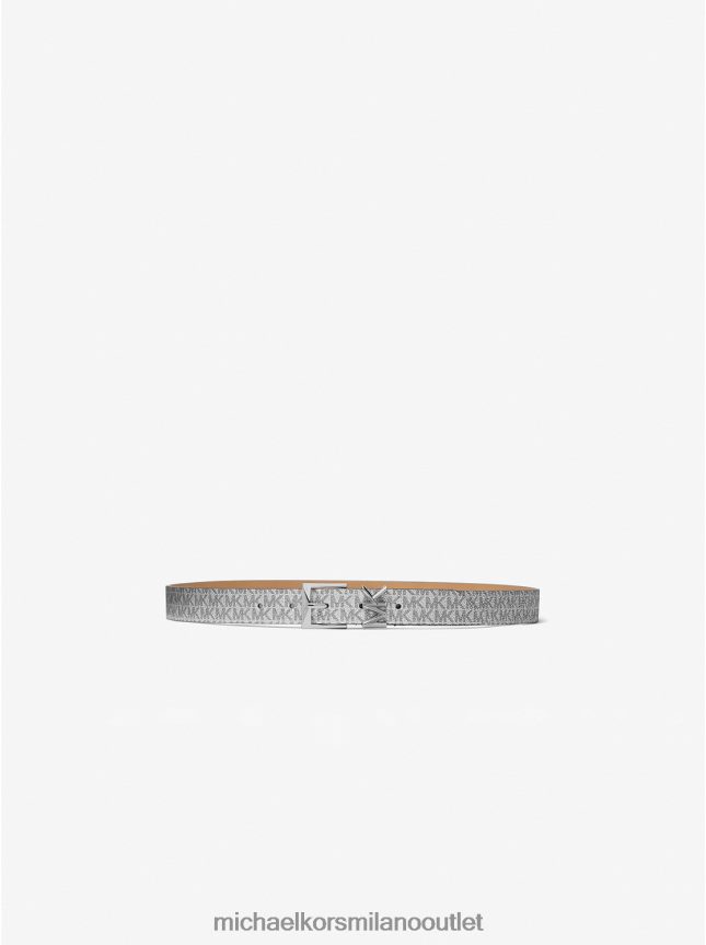 Michael Kors cintura con logo metallico donne argento nero P06L0L2711 Accessori