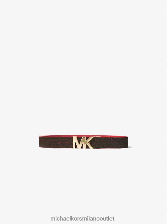 Michael Kors logo reversibile e cintura in vita in pelle donne marrone/cremisi P06L0L2694 Accessori