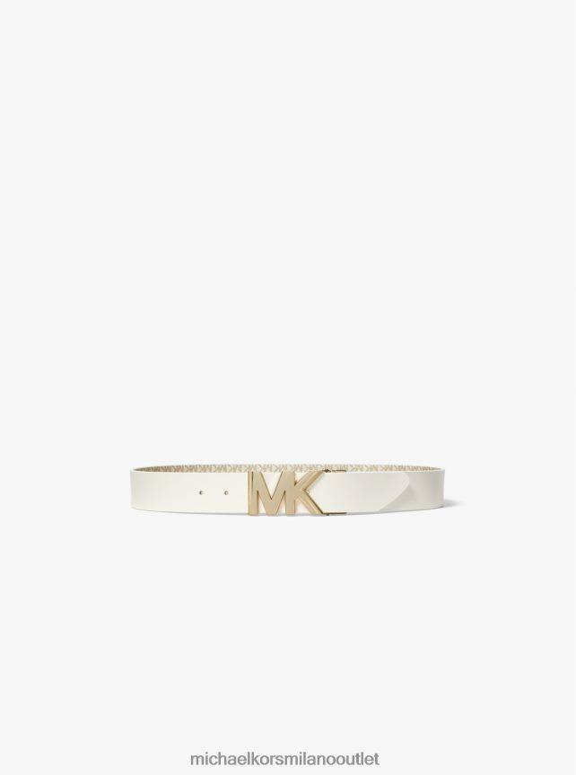 Michael Kors logo reversibile e cintura in vita in pelle donne oro/crema chiaro P06L0L2691 Accessori