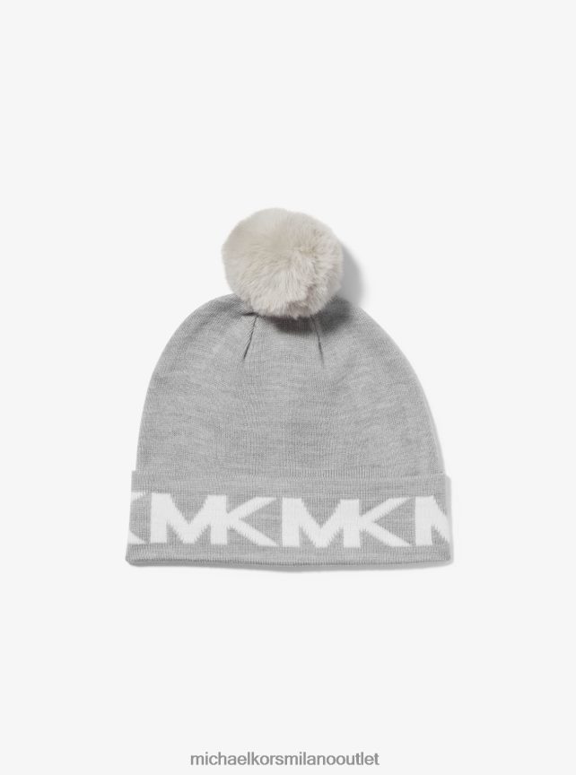 Michael Kors set con berretto e sciarpa lavorati a maglia con logo intarsiato donne grigio perla P06L0L2733 Accessori