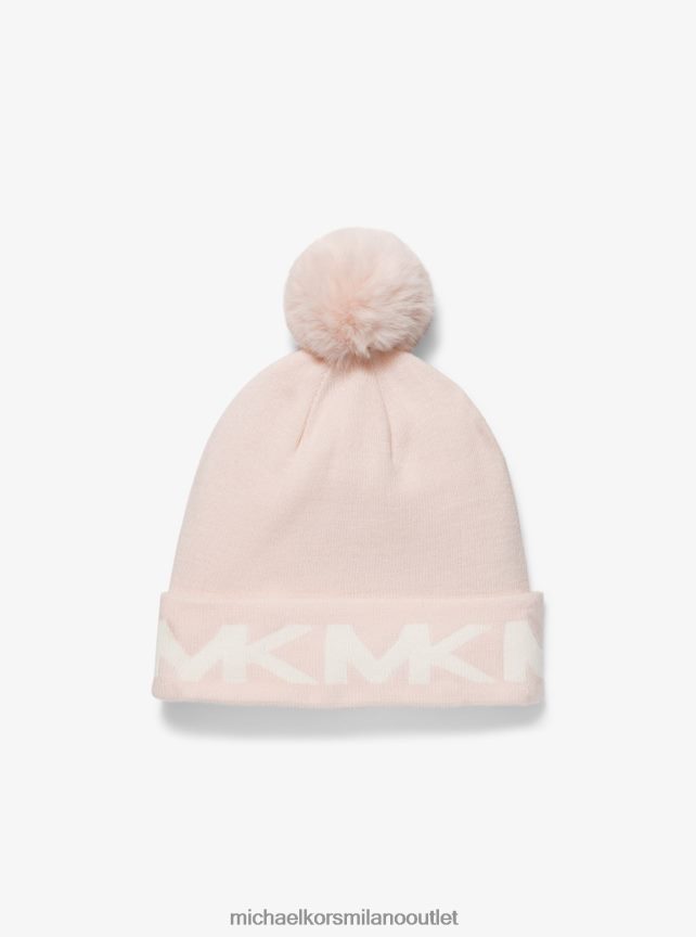 Michael Kors set con berretto e sciarpa lavorati a maglia con logo intarsiato donne rosa tenue P06L0L2732 Accessori