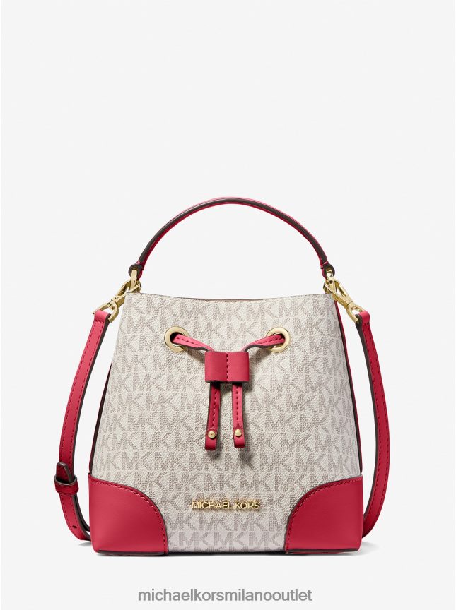 Michael Kors Borsa a secchiello Mercer piccola con logo donne rosa carminio multi P06L0L910 Accessori