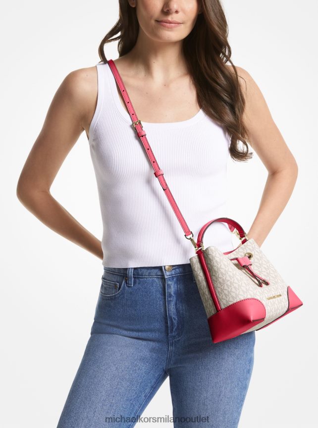 Michael Kors Borsa a secchiello Mercer piccola con logo donne rosa carminio multi P06L0L910 Accessori