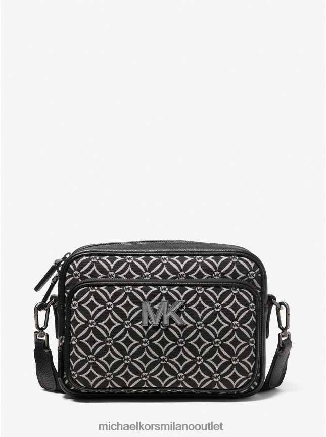 Michael Kors Borsa a tracolla in jacquard con logo Hudson donne nero/crema chiaro P06L0L818 Accessori