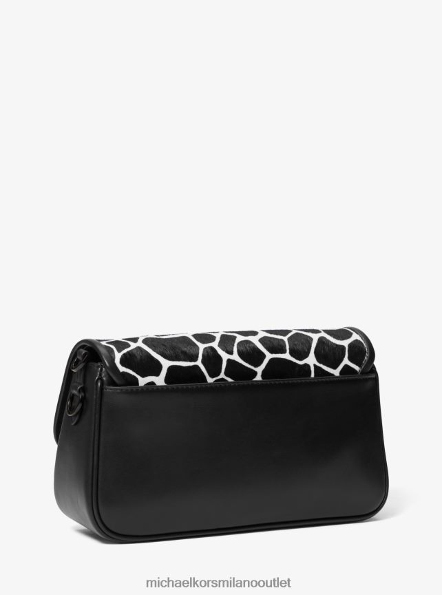Michael Kors Borsa a tracolla media Parker in cavallino con stampa animalier donne nero bianco P06L0L1324 Accessori
