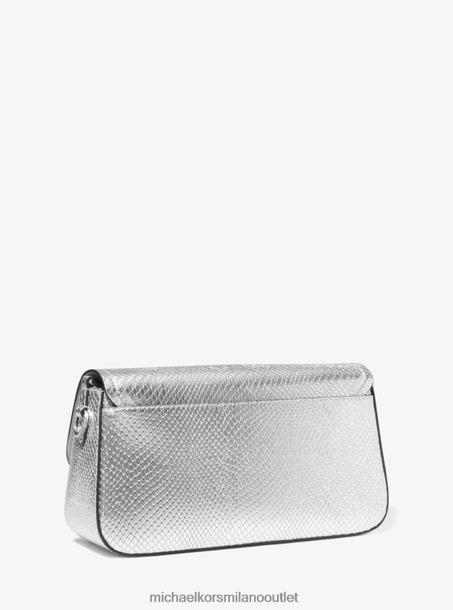 Michael Kors Borsa a tracolla media Parker in pelle goffrata effetto serpente metallizzato donne argento P06L0L1366 Accessori
