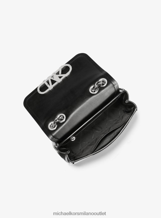 Michael Kors Borsa a tracolla media Parker in vernice increspata donne nero P06L0L1333 Accessori