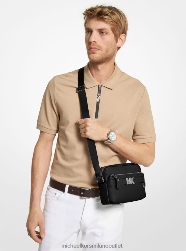 Michael Kors Borsa a tracolla utility in pelle martellata Hudson donne nero P06L0L795 Accessori