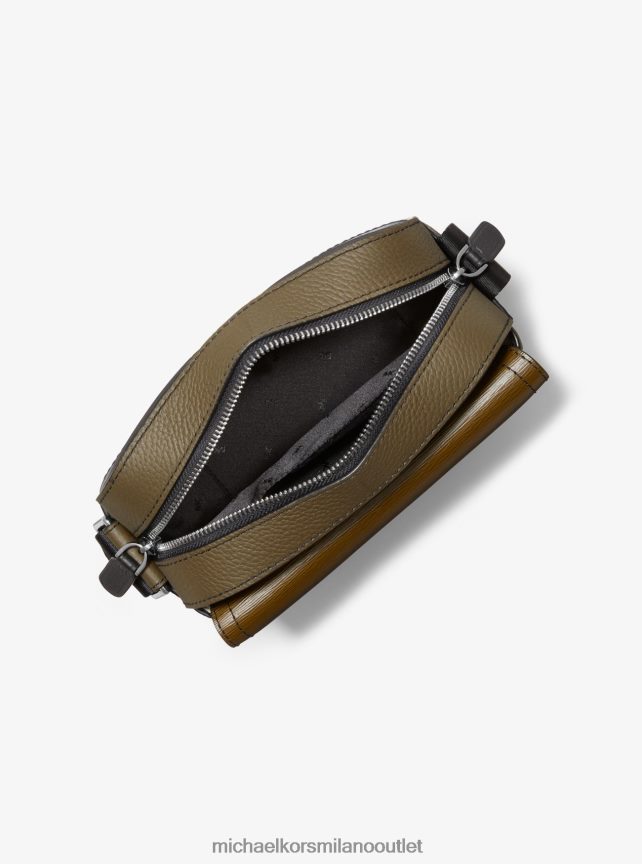 Michael Kors Borsa messenger Hudson in pelle color block donne oliva P06L0L1002 Accessori