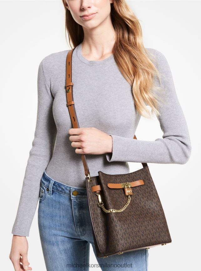 Michael Kors Borsa messenger media con logo Hamilton Legacy donne brn/ghianda P06L0L696 Accessori