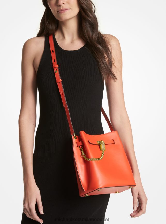 Michael Kors Borsa messenger media in pelle Hamilton Legacy donne arancione ottico P06L0L686 Accessori