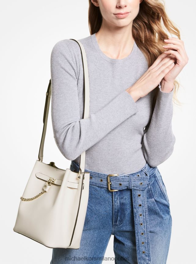 Michael Kors Borsa messenger media in pelle Hamilton Legacy donne lt. panna P06L0L684 Accessori