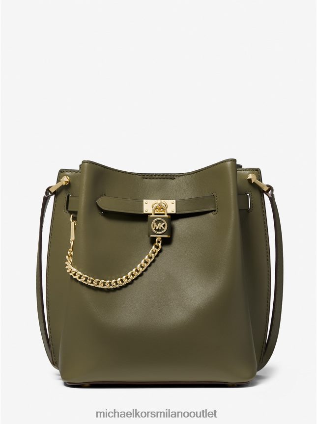 Michael Kors Borsa messenger media in pelle Hamilton Legacy donne oliva P06L0L692 Accessori