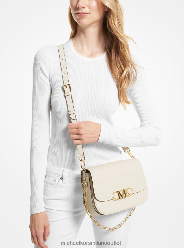 Michael Kors Borsa messenger media in pelle Parker donne lt. panna P06L0L703 Accessori