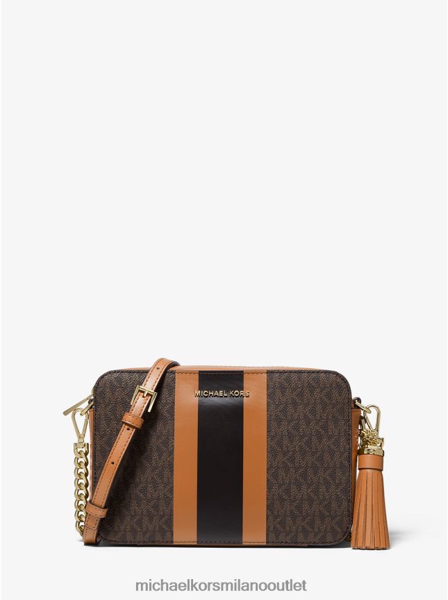 Michael Kors borsa a tracolla Ginny media con righe con logo donne brn/ghianda P06L0L750 Accessori