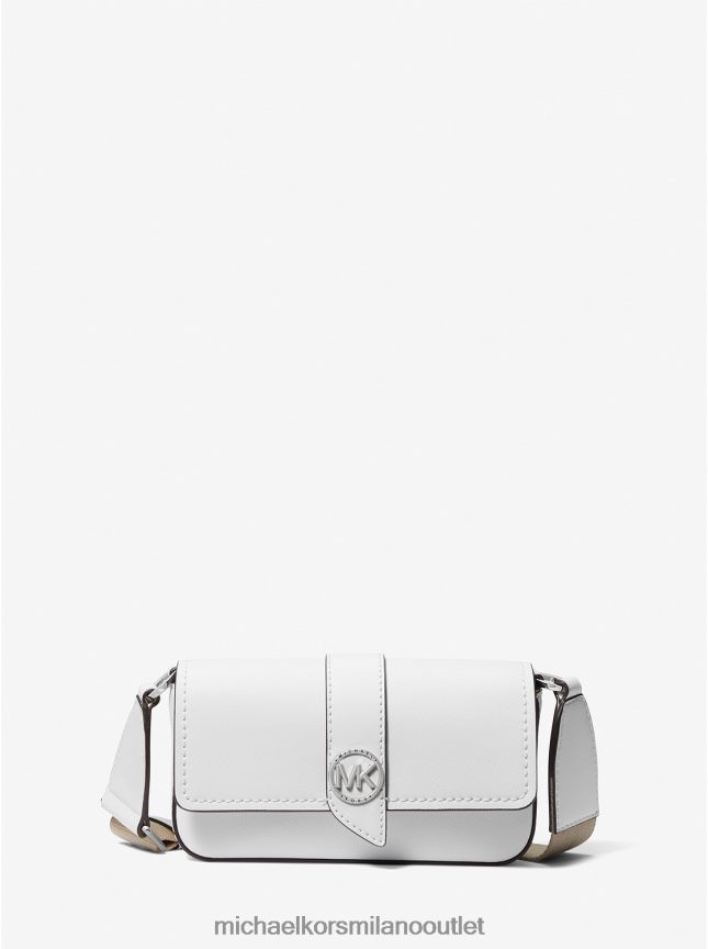 Michael Kors borsa a tracolla Greenwich extra piccola in pelle saffiano donne bianco ottico P06L0L848 Accessori