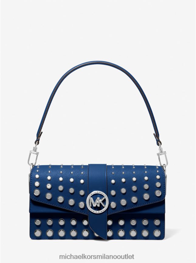 Michael Kors borsa a tracolla Greenwich media in pelle saffiano con borchie donne fiume blu P06L0L1336 Accessori