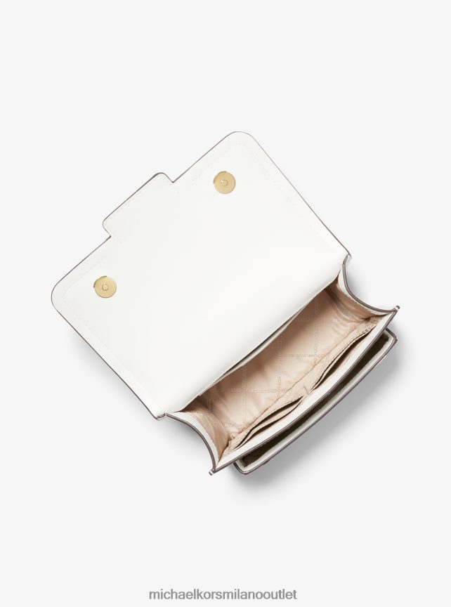 Michael Kors borsa a tracolla grande in pelle goffrata di coccodrillo con borchie color erica donne bianco ottico P06L0L1307 Accessori