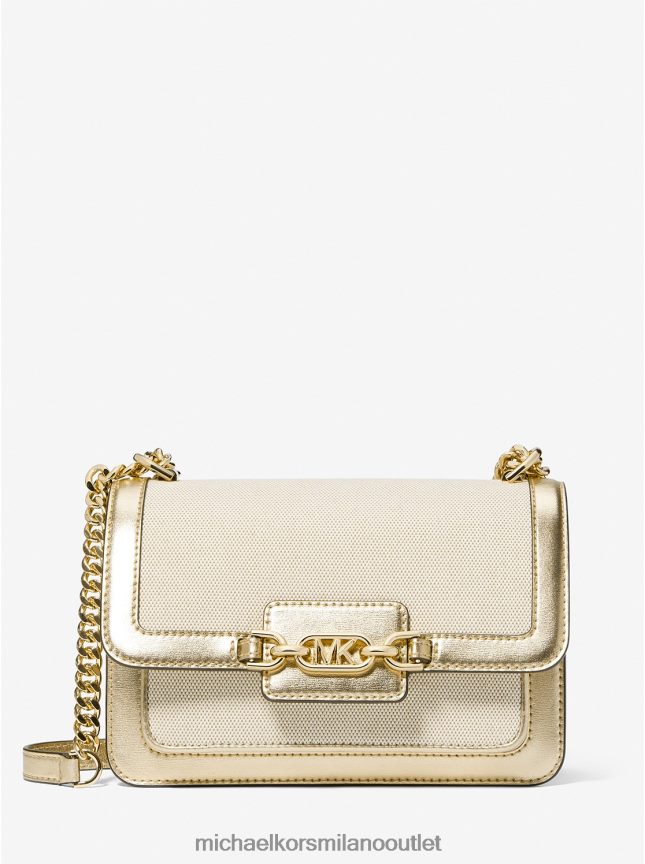 Michael Kors borsa a tracolla grande in tela color erica ed ecopelle metallizzata donne oro pallido/naturale P06L0L1296 Accessori