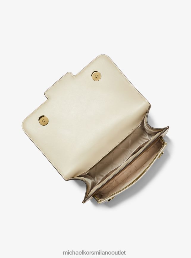 Michael Kors borsa a tracolla grande in tela color erica ed ecopelle metallizzata donne oro pallido/naturale P06L0L1296 Accessori