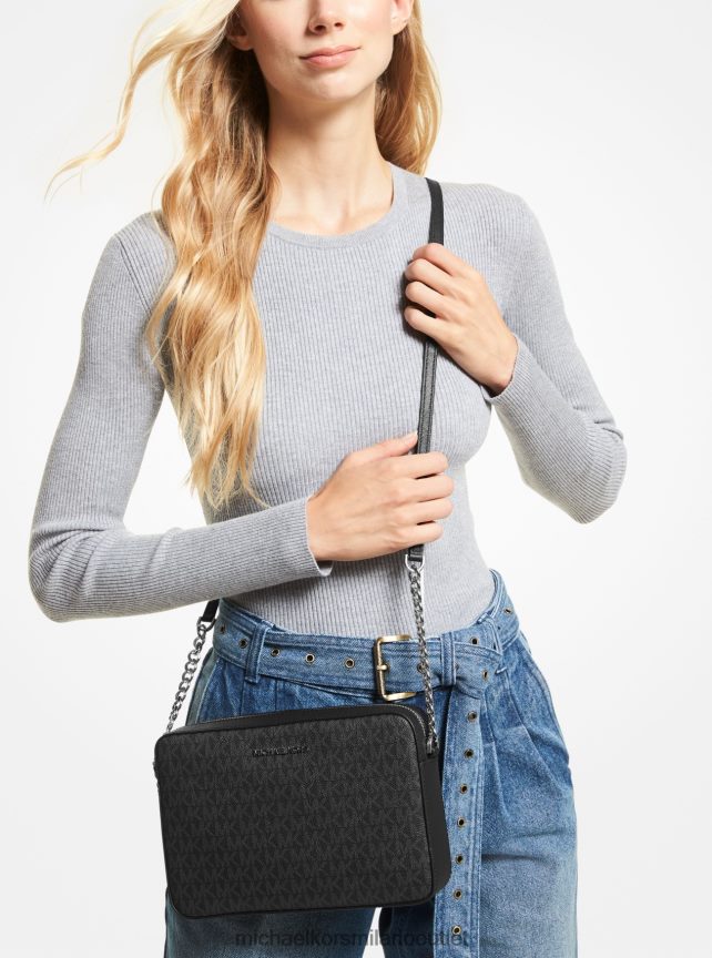 Michael Kors borsa a tracolla jet set grande con logo donne nero P06L0L825 Accessori