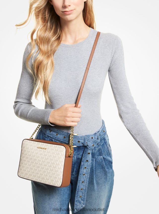 Michael Kors borsa a tracolla jet set grande con logo stampato donne vaniglia P06L0L823 Accessori