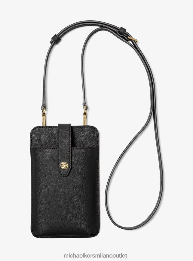 Michael Kors borsa a tracolla per smartphone in pelle saffiano donne nero P06L0L880 Accessori