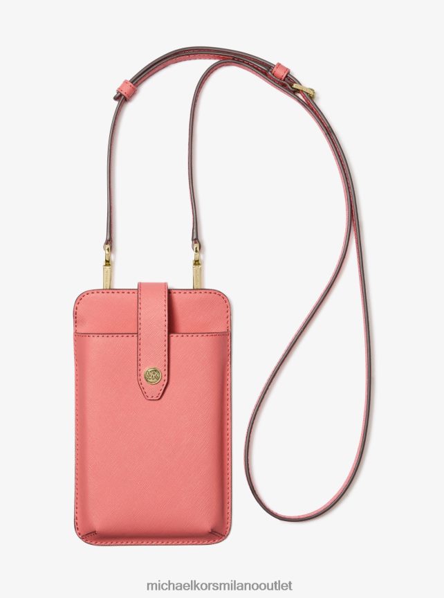 Michael Kors borsa a tracolla per smartphone in pelle saffiano donne rosa tea P06L0L878 Accessori