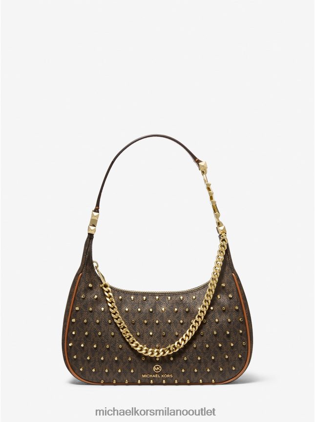 Michael Kors borsa a tracolla piccola piper con logo borchiato donne brn/ghianda P06L0L1359 Accessori