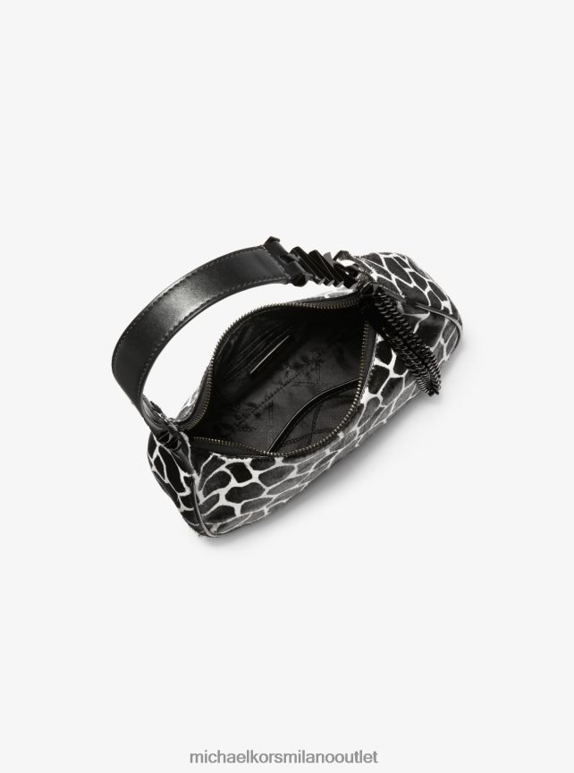 Michael Kors borsa a tracolla piper in cavallino con stampa animalier piccola donne nero bianco P06L0L1311 Accessori