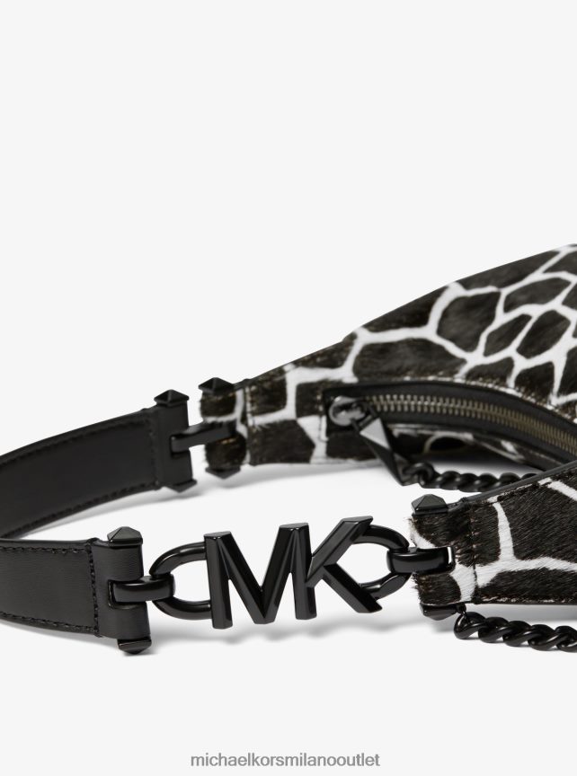 Michael Kors borsa a tracolla piper in cavallino con stampa animalier piccola donne nero bianco P06L0L1311 Accessori