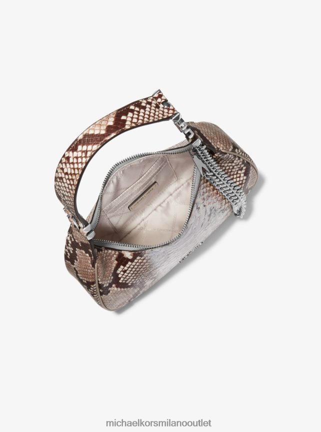 Michael Kors borsa a tracolla piper piccola in pelle goffrata serpente bicolore donne argento P06L0L1360 Accessori