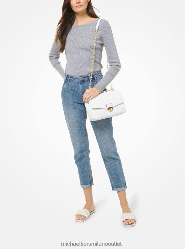Michael Kors borsa a tracolla soho extra large in pelle trapuntata donne bianco ottico P06L0L995 Accessori