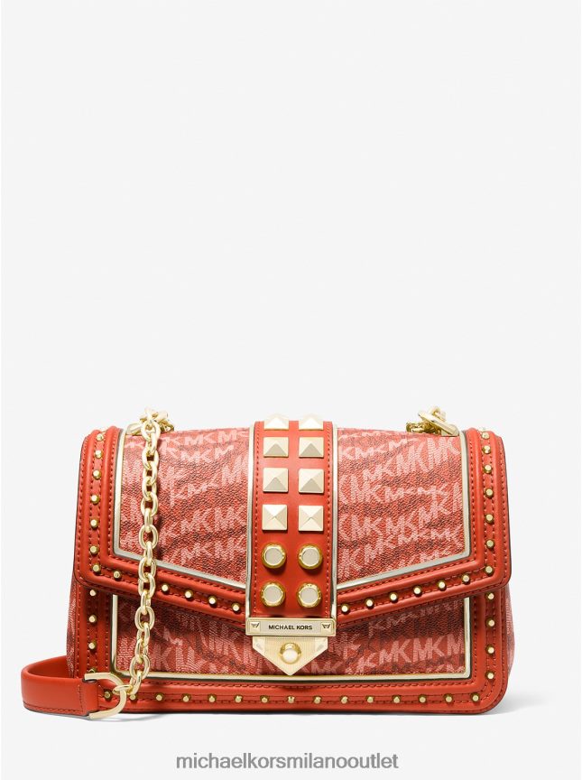 Michael Kors borsa a tracolla soho grande con logo stampa animalier donne arancione intenso P06L0L887 Accessori