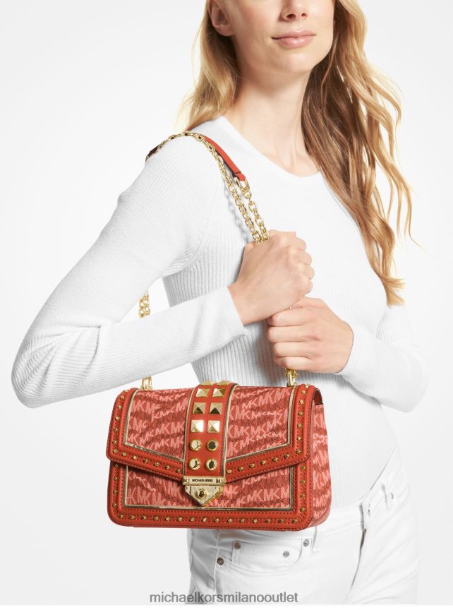 Michael Kors borsa a tracolla soho grande con logo stampa animalier donne arancione intenso P06L0L887 Accessori