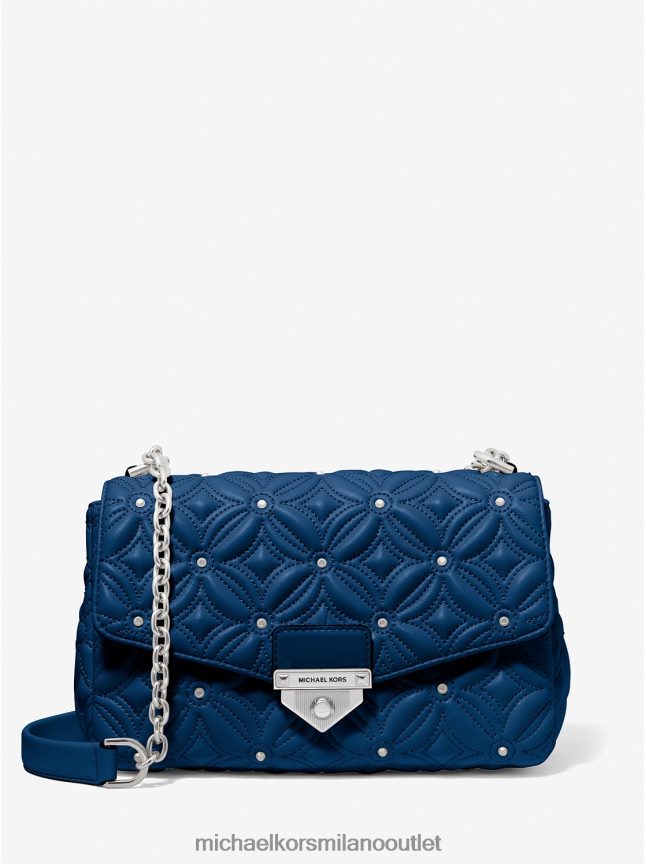 Michael Kors borsa a tracolla soho grande in ecopelle trapuntata con borchie donne fiume blu P06L0L890 Accessori