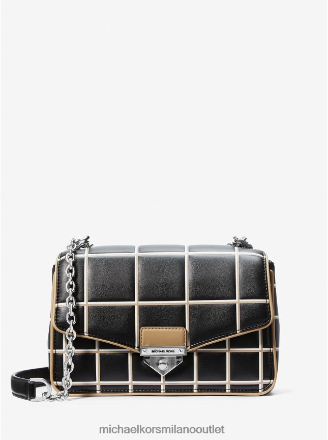 Michael Kors borsa a tracolla soho grande in ecopelle trapuntata con finiture a contrasto donne nero/cammello P06L0L827 Accessori