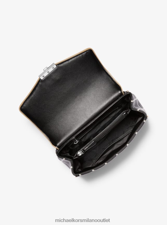 Michael Kors borsa a tracolla soho grande in ecopelle trapuntata con finiture a contrasto donne nero/cammello P06L0L827 Accessori