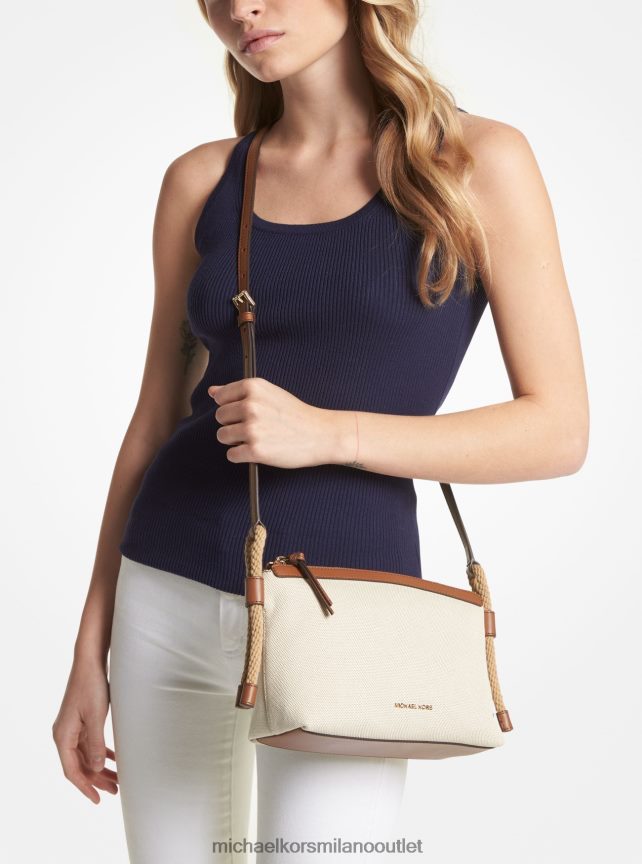 Michael Kors borsa a tracolla talia media in tela di cotone donne naturali/bagagli P06L0L859 Accessori