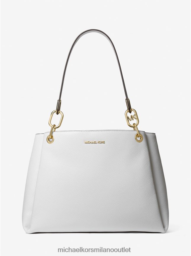 Michael Kors borsa a tracolla trisha grande in pelle martellata donne bianco ottico P06L0L1318 Accessori
