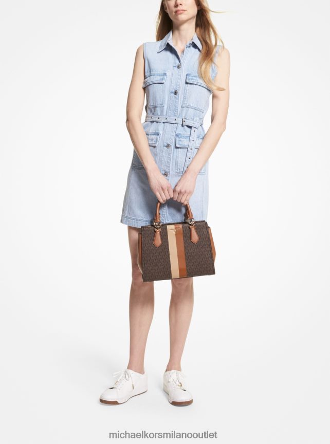 Michael Kors borsa marilyn media a righe con logo donne marrone/bagagli P06L0L829 Accessori