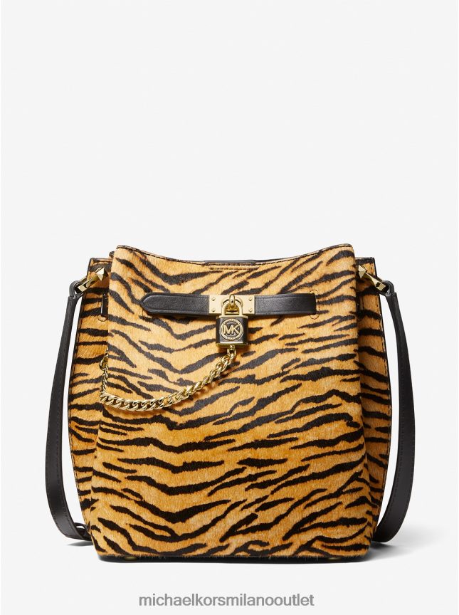 Michael Kors borsa messenger hamilton legacy media in cavallino con stampa tigre donne calendula P06L0L920 Accessori
