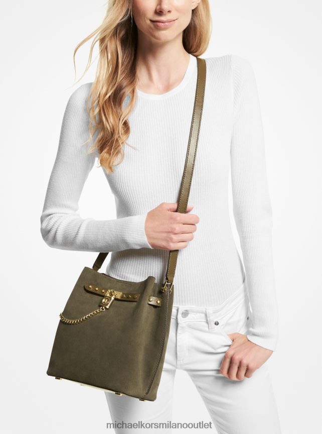 Michael Kors borsa messenger media hamilton legacy in pelle scamosciata donne oliva P06L0L919 Accessori